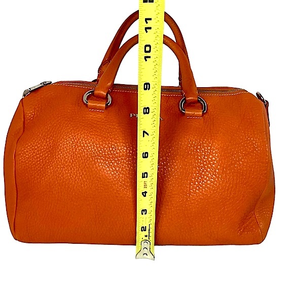 SOLD Prada Boston Bag Vitello Daino Orange Leather Handbag 194 Dust Cover - Picture 15 of 16